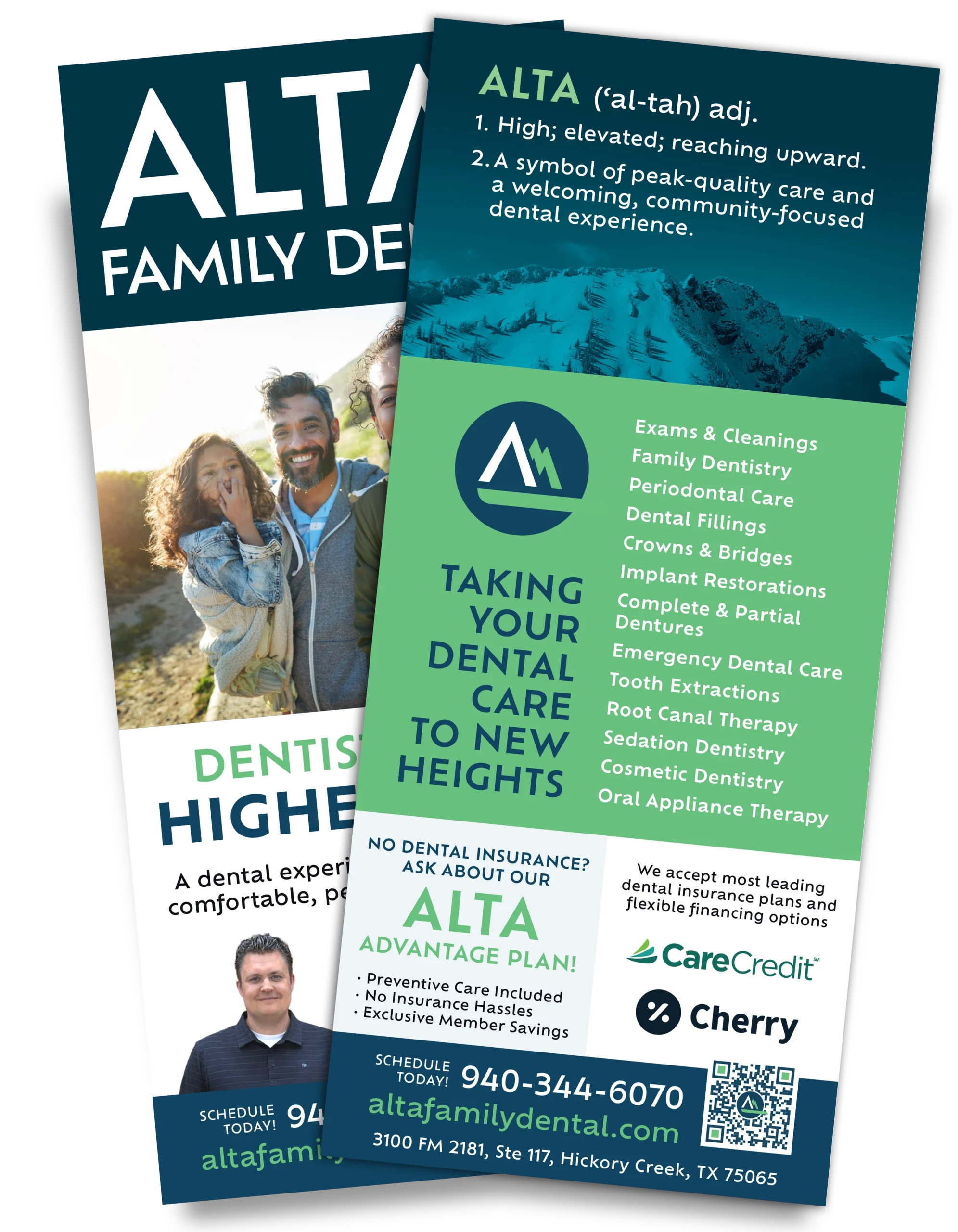 alta family dental info card mockup