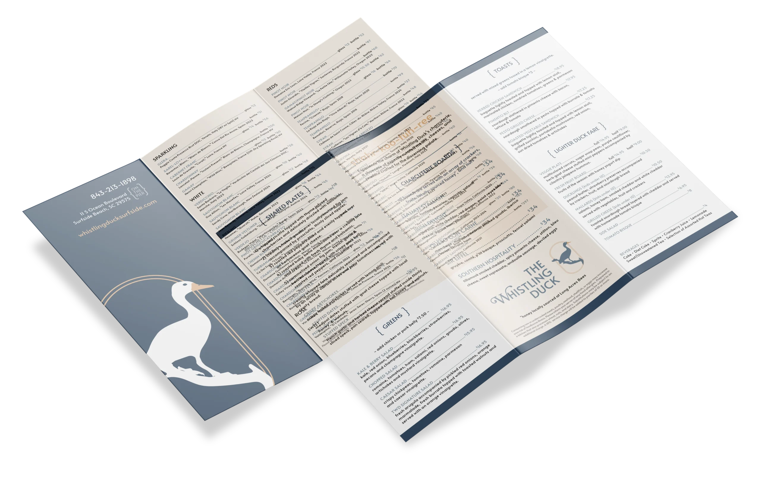 the whistling duck menu mockup